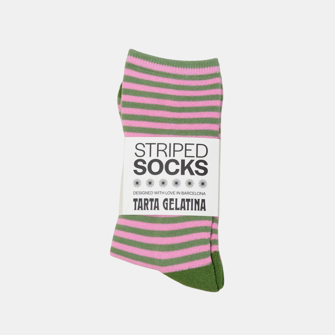 Pistachio Rosé Striped Socks