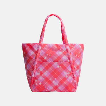 Pink Star Plaid Cloud Bag