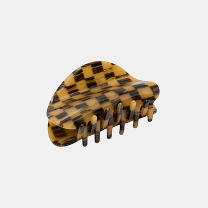 Mocha Checker Hair Claw