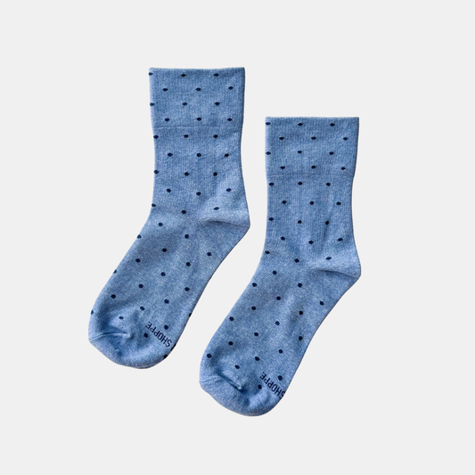 Blue Polka Dot Sneaker Socks