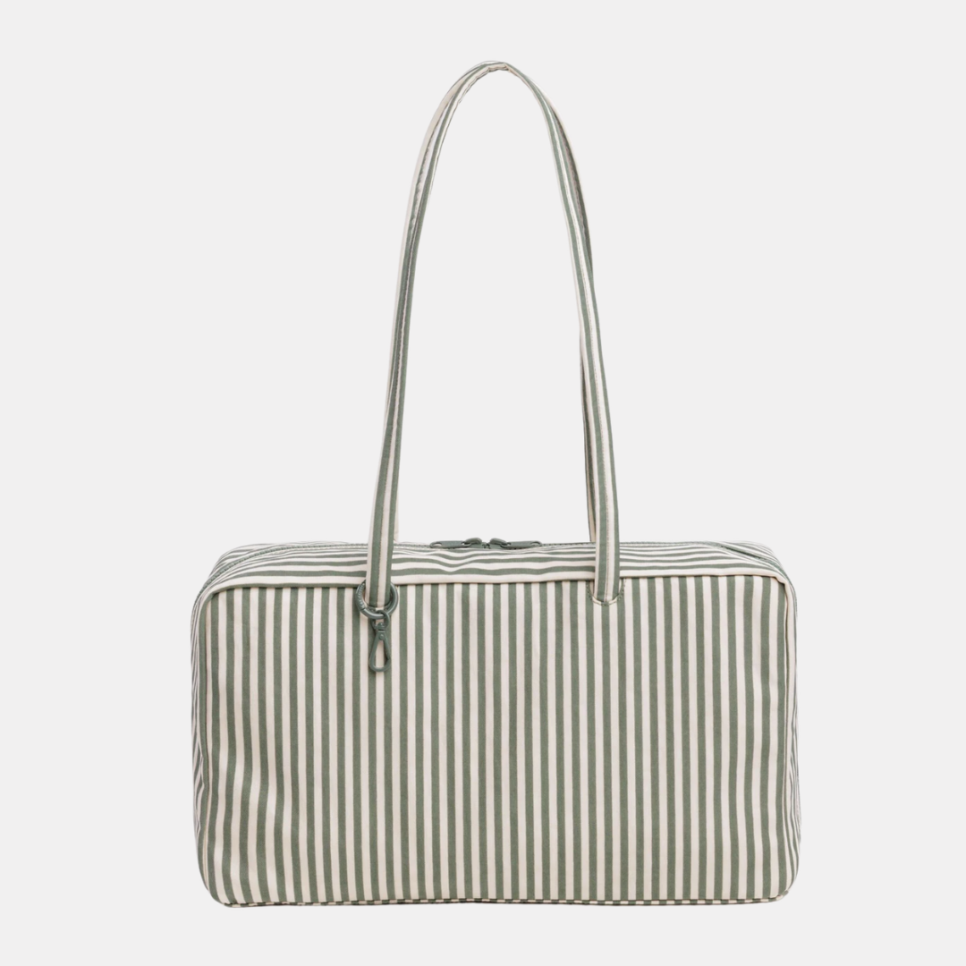 Sage Stripe Medium Nylon Bowler Bag