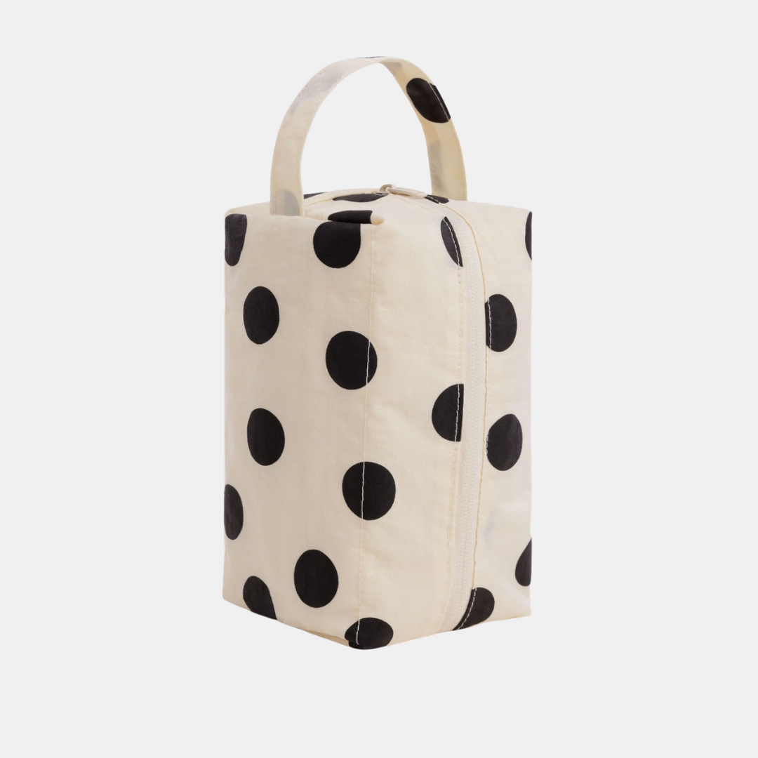 Cream and Black Polka Dot Dopp Kit