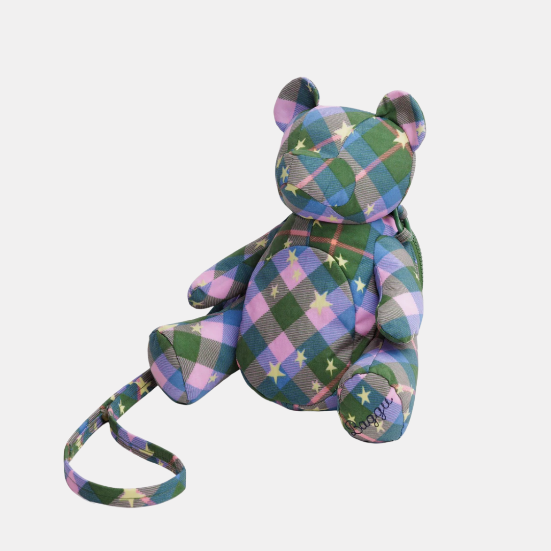 Green Star Plaid Bear Bag