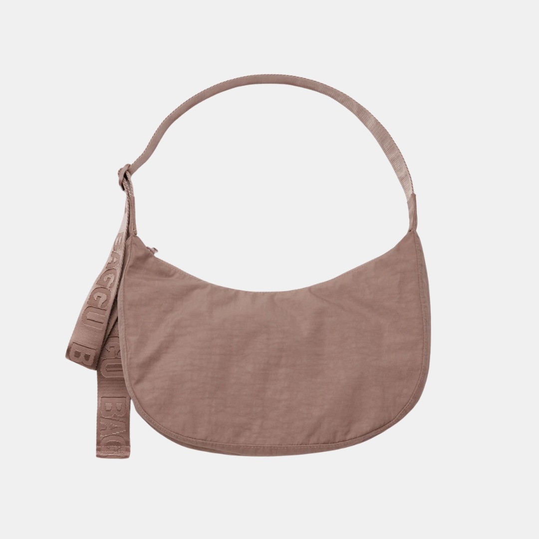 Toasted Almond Medium Nylon Crescent Bag