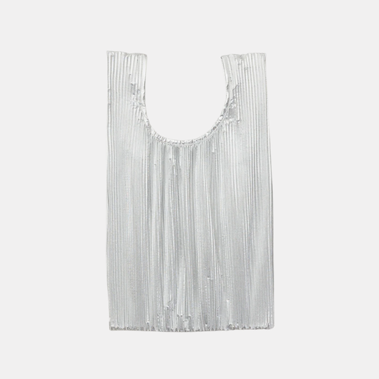 Chrome Metallic Pleated Baggu