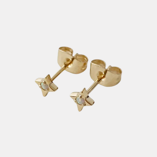 Gold Lucky Opal Origami Star Studs
