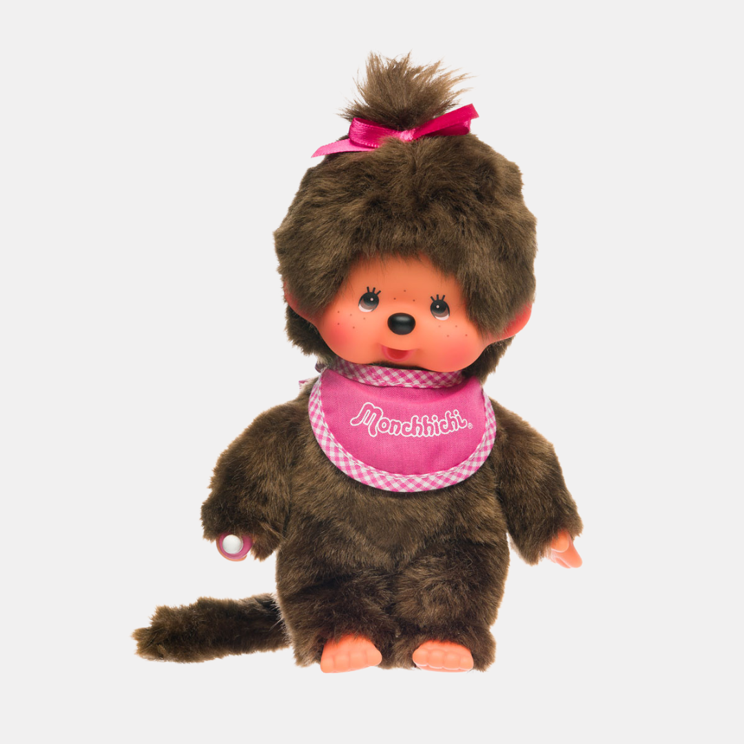Monchhichi Classic Girl Pink Bib Plushie