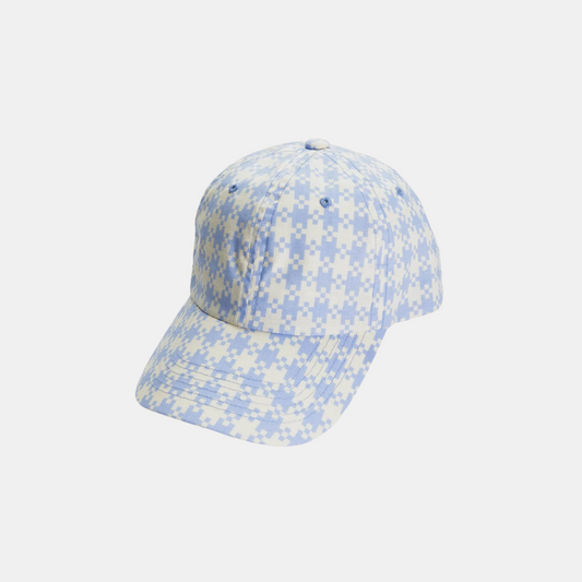 Blue Pixel Gingham Baseball Hat