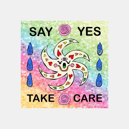 Say Yes Take Care Glitter Sticker