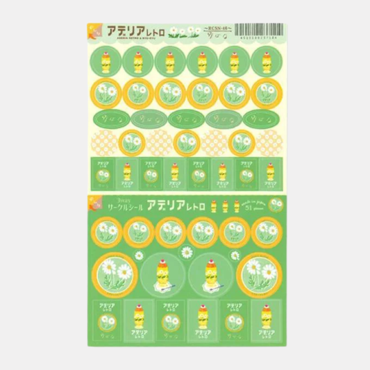 Aderia Retro Green Daisy Sticker Sheet