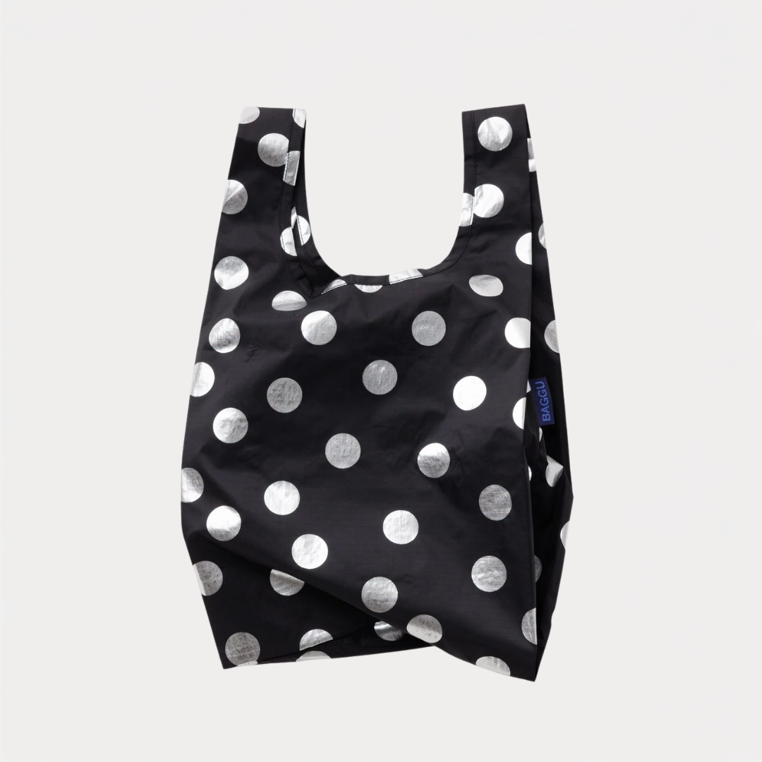 Silver Metallic Polka Dot Baby Baggu