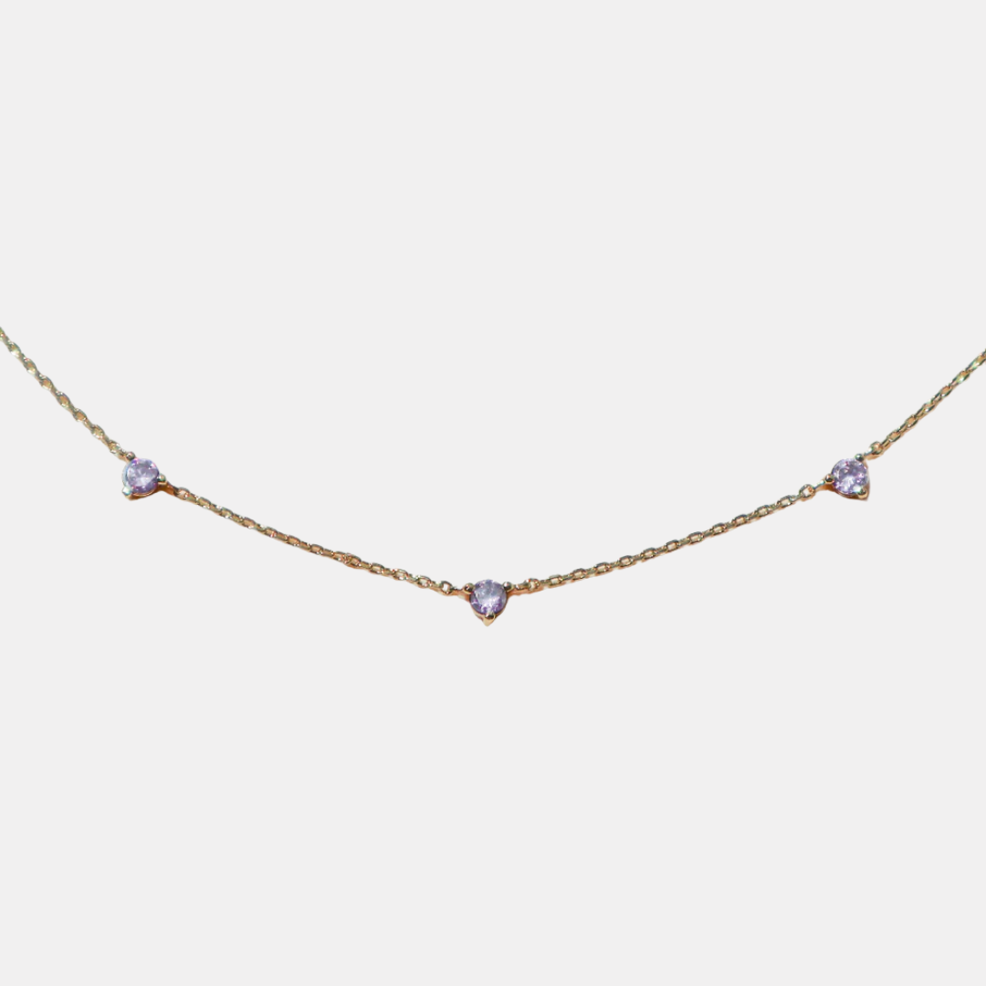 Gold Crystal Lilac Necklace