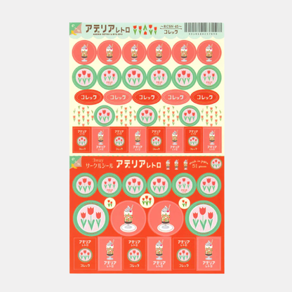 Aderia Retro Red Tulip Sticker Sheet