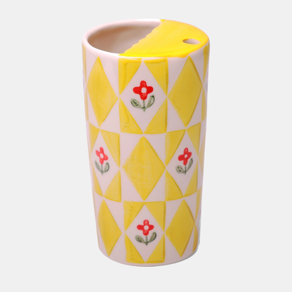 Yellow Floral Ceramic Portable Tumbler