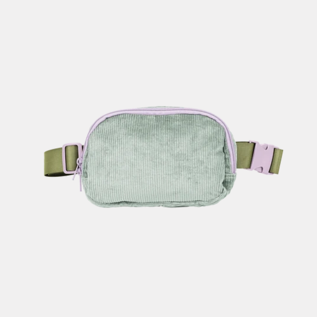 Mint Corduroy Belt Bag