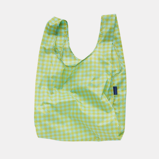 Mint Pixel Gingham Standard Baggu