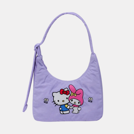 Embroidered Hello Kitty & My Melody Mini Nylon Shoulder Bag