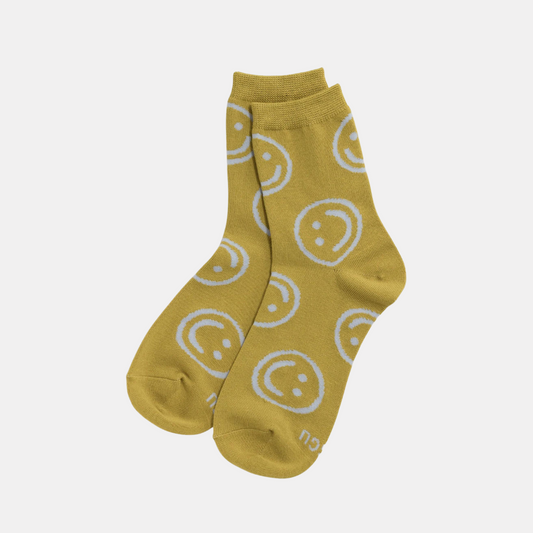 Ochre Happy Crew Socks
