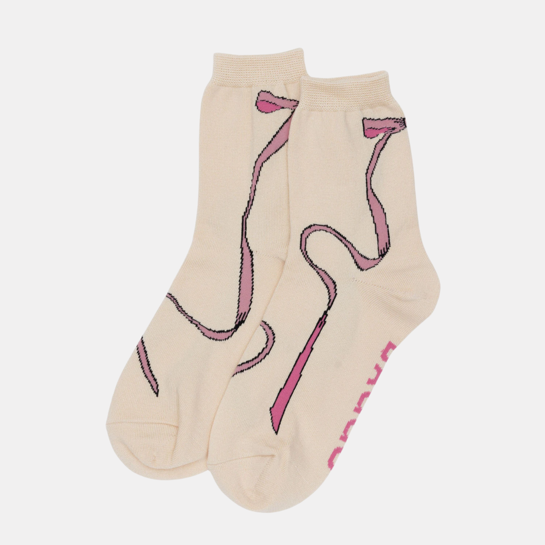 Pink Bow Crew Socks