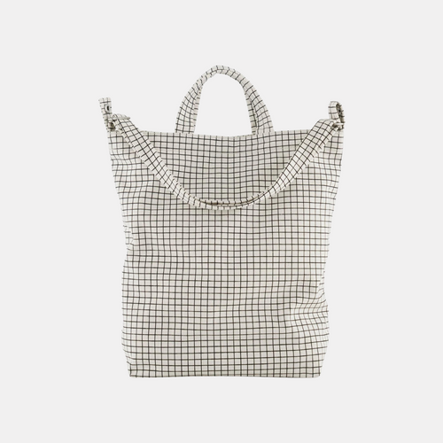 Natural Grid Duck Tote