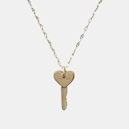 Gold Heart Key Necklace