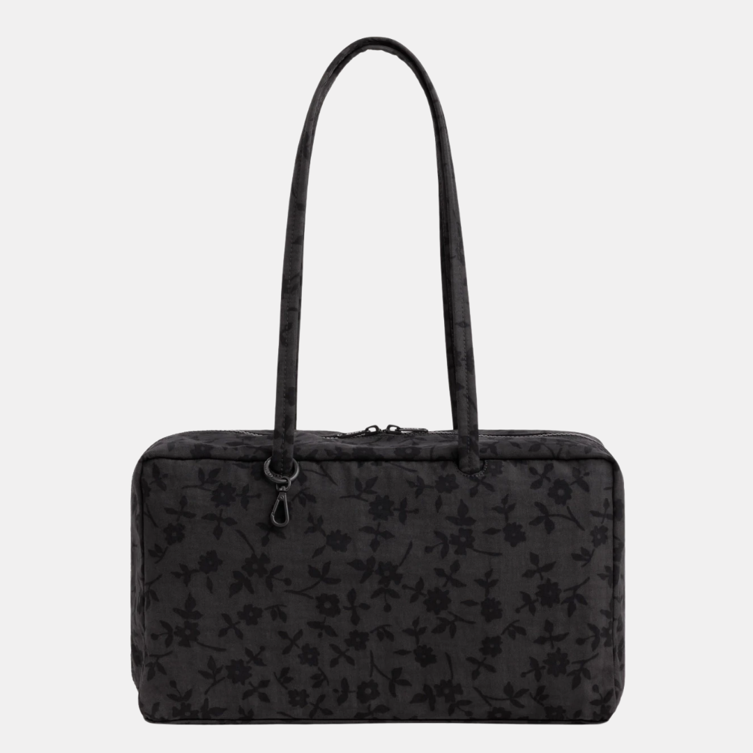 Charcoal Ditsy Floral Medium Nylon Bowler Bag