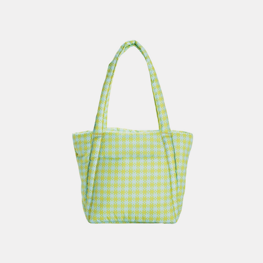 Mint Pixel Gingham Puffy Mini Tote