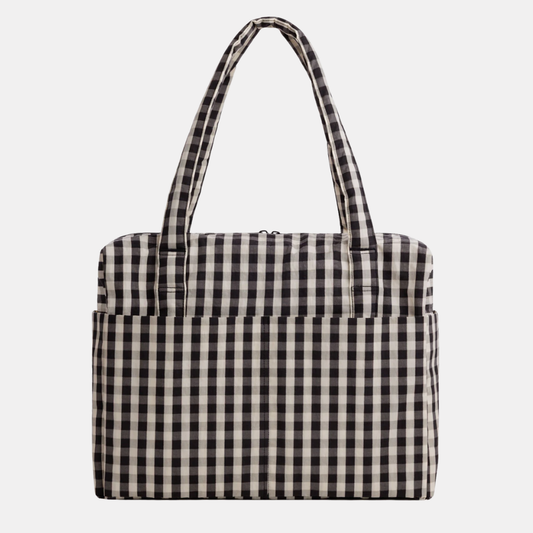 Black and Cream Gingham Cloud Carry-On