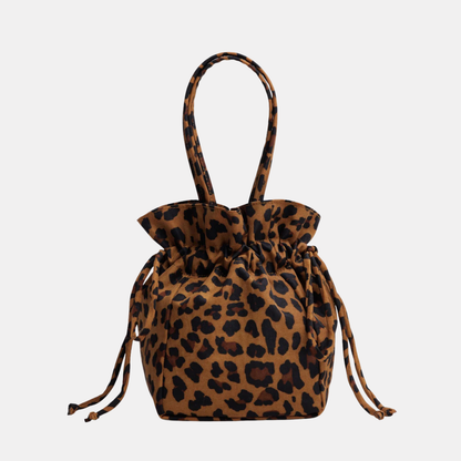 Leopard Nylon Drawstring Bag