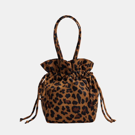 Leopard Nylon Drawstring Bag