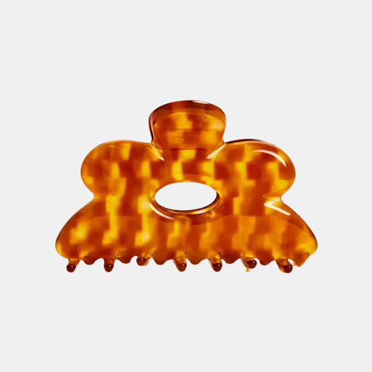 Honey Check Large Flower Hair Claw