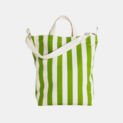 Green Awning Stripe Duck Tote
