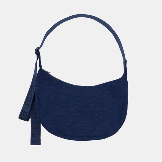 Navy Medium Nylon Crescent Bag