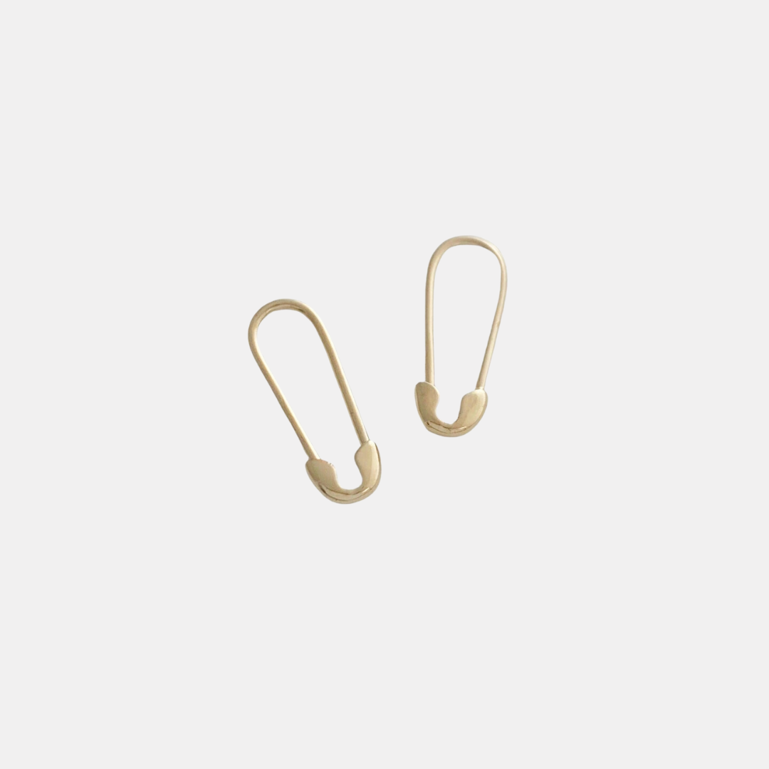 Gold Safety Pin Hoops