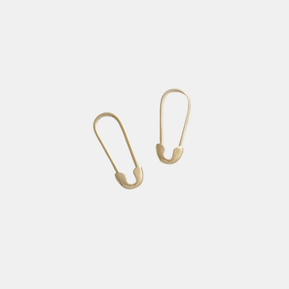 Gold Safety Pin Hoops