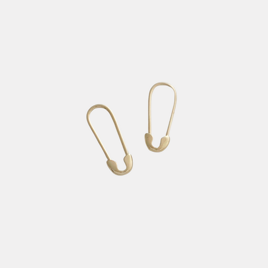 Gold Safety Pin Hoops