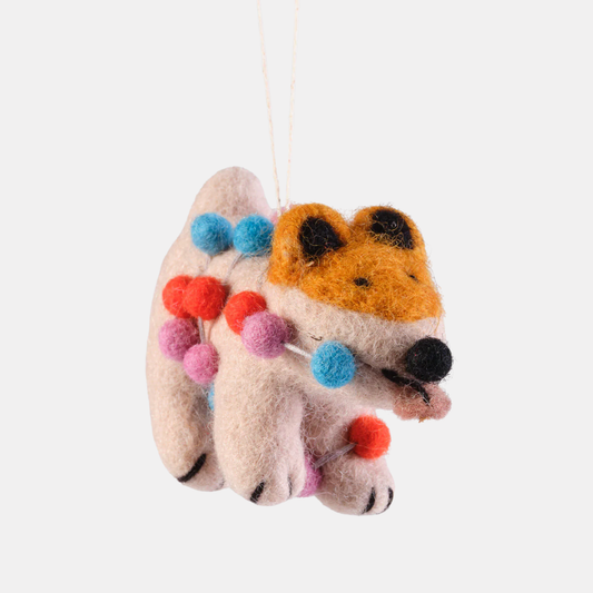 Willa, Dog with Baubles Hanging Felt Ornament