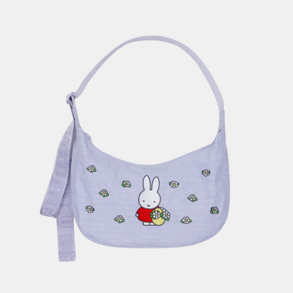 Embroidered Miffy Medium Nylon Crescent Bag