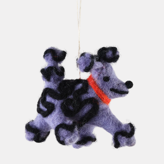 Fleur, the Purple Poodle Hanging Felt Ornament
