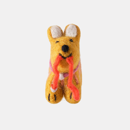 Ginger, Dog with Leash Hanging Felt Ornament
