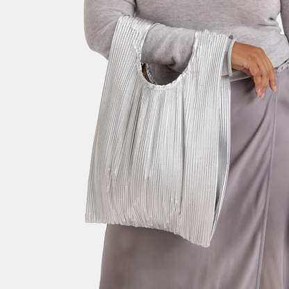 Chrome Metallic Pleated Baggu
