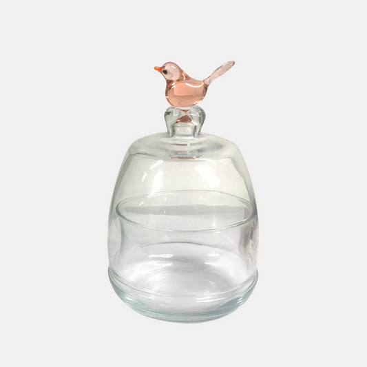 Bird Topper Glass Dish
