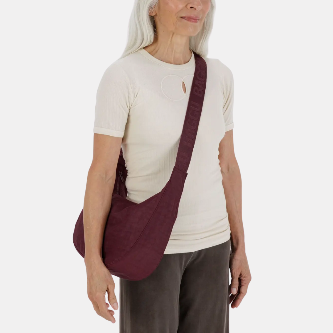 Mahogany Medium Nylon Crescent Bag