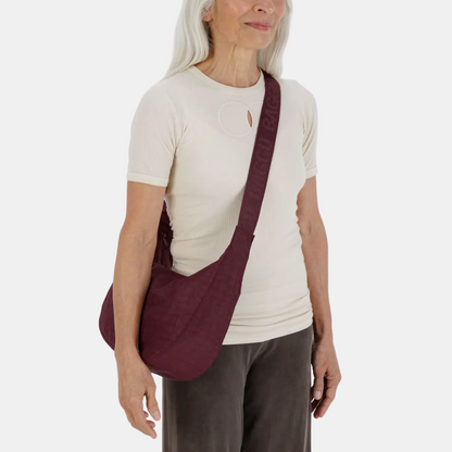Mahogany Medium Nylon Crescent Bag