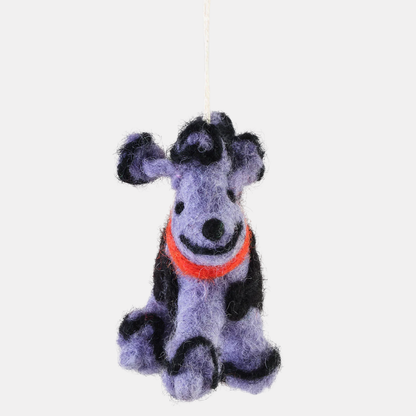 Fleur, the Purple Poodle Hanging Felt Ornament