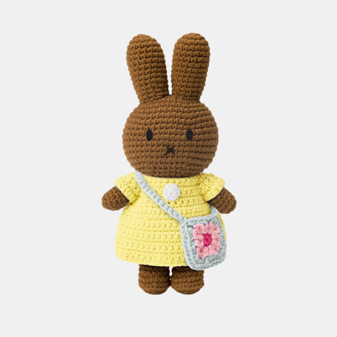 Melanie Yellow Dress With Blue Flower Bag Crochet Plushie