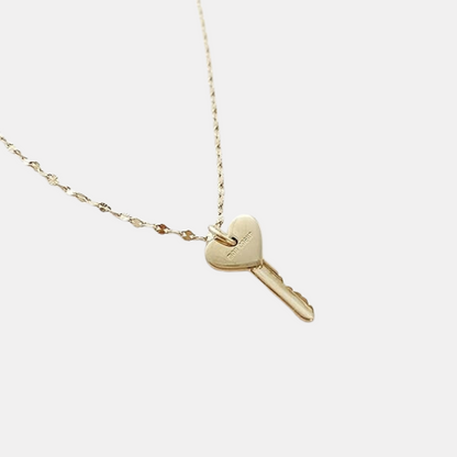 Gold Heart Key Necklace