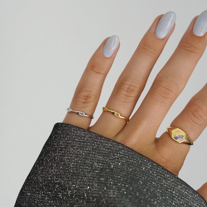 Silver Twisted Jewelled Adjustable Ring