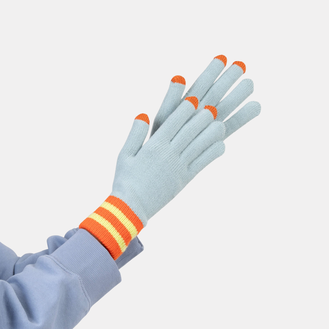 Stone Blue Knit Touchscreen Gloves
