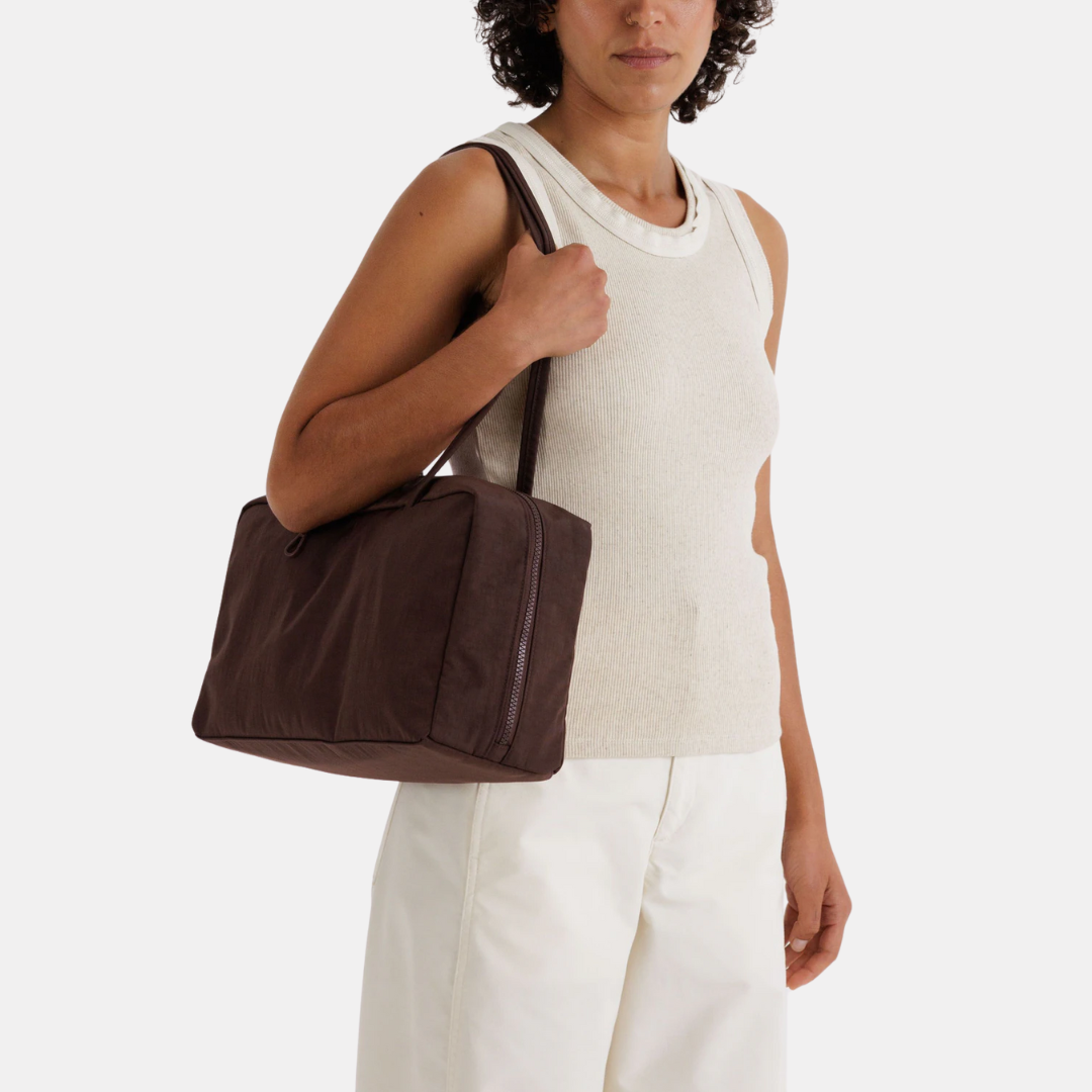 Coffee Medium Nylon Bowler Bag